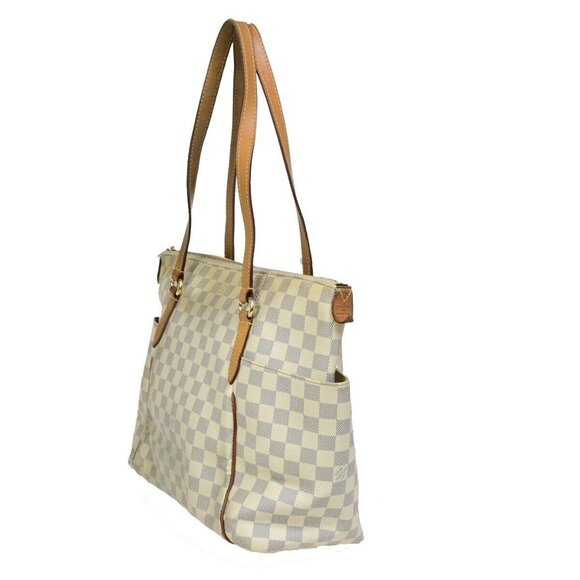 LOUIS VUITTON Totally MM Shoulder Bag Damier Azur Leather White - Picture 4 of 16